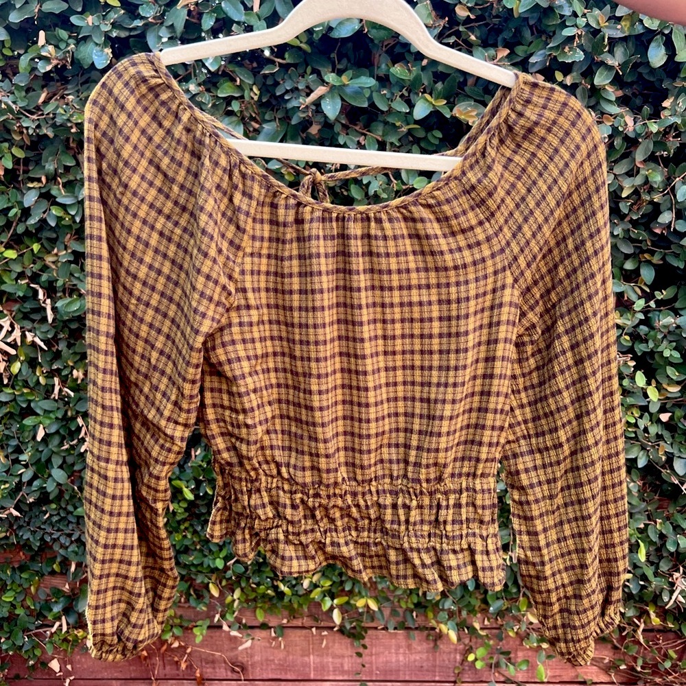 Madewell Tie-Back Cutout Top in Plaid XS